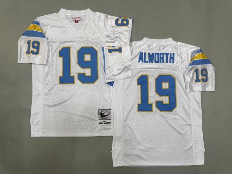 Men 2025 Los Angeles Chargers #19 Alworth white Throwback Limited NFL Jersey style 001->los angeles chargers->NFL Jersey